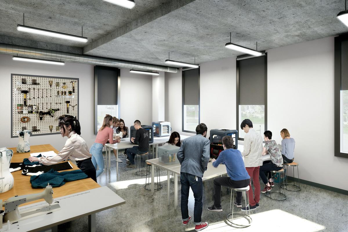 Rendering of RISE makerspace, courtesy Hunt